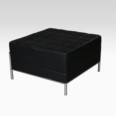 Image of Black Square Upholstered Ottoman